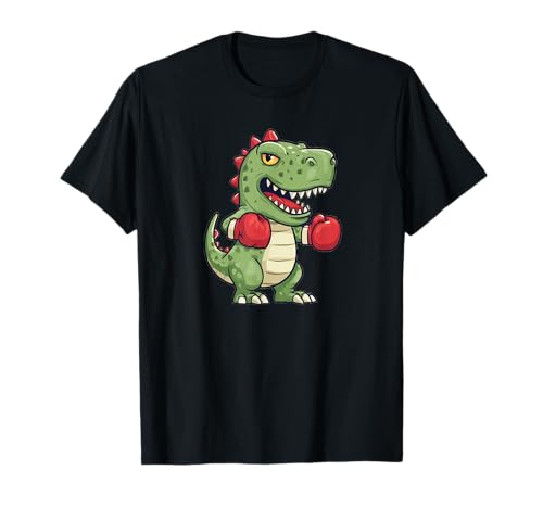 Cartoon Kinder Dinosaurier mit Boxhandschuhen Kostüm T-Shirt von Boxing Dinosaur Outfit