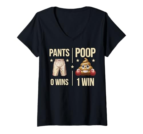 Damen Funny Poop Toilet Humor Poop Boxing Meme PANTS 0 POOP 1 T-Shirt mit V-Ausschnitt von Boxing Fan Gifts For Men Boxer Box