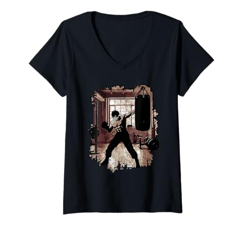 Damen Intense Box-Workout-Disziplinbox Sport T-Shirt mit V-Ausschnitt Damen Intense Box-Workout-Disziplinbox Sport T-Shirt mit V-Ausschnitt von Boxing Gym Training Fitness Rope Jump Punching Bag