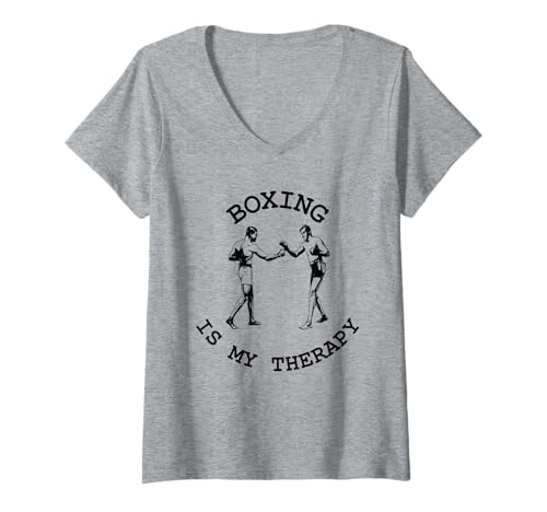 Damen Boxing Is My Therapy Boxer Gym Kick Boxen Fighter T-Shirt mit V-Ausschnitt Damen Boxing Is My Therapy Boxer Gym Kick Boxen Fighter T-Shirt mit V-Ausschnitt von Boxing Is My Therapy Boxer Gym Kick Boxing Fighter