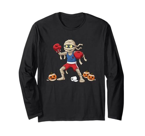 Lustiger Boxboxer, Mama, Kürbis, Halloween, Kinder, Herren und Damen Langarmshirt von Boxing Lovers Cute Halloween Outfits for Boy Girl