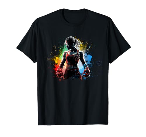 Bunte Boxer Mädchen auf Frauen Boxen T-Shirt von Boxing Women Boxer Girl