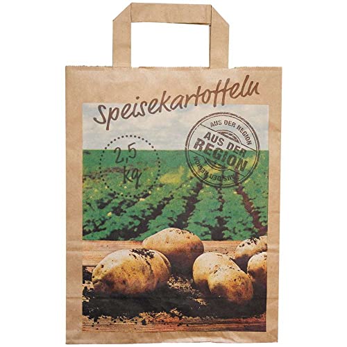 Boxolutions 250 Kartoffeltüten - braune Kraft Papiertüten mit Kartoffelmotiv bis 2,5 kg extra stark in 90 g/m2-250 Stück von Boxolutions