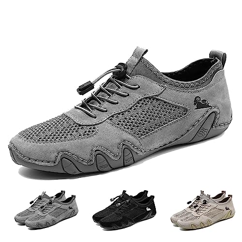 Boxpopla Herren Outdoor Mesh Traillaufschuhe zum Wandern & Gehen Slip-on Sommer Sportschuhe Atmungsaktiv Mesh rutschfest Leicht Casual Sneakers Camping & Fahren, GRAU, 38.5 EU von Boxpopla