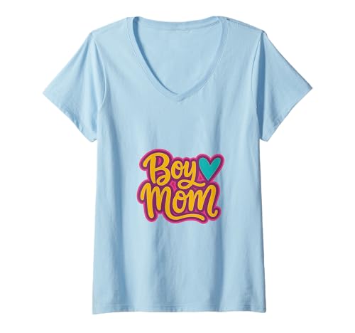 Damen Junge Mama Raising Jungen Muttertag Mama Mama Lustiger Spruch T-Shirt mit V-Ausschnitt von Boy Mom Designs
