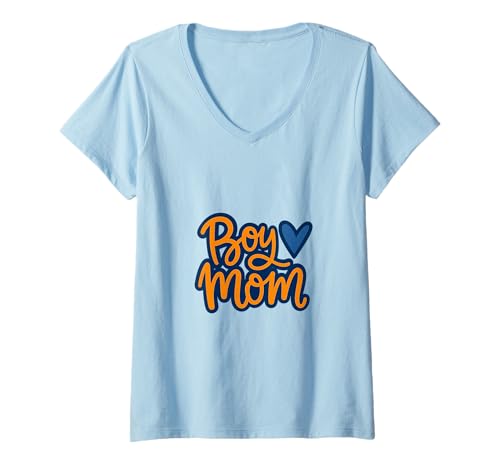 Damen Junge Mama Raising Jungen Muttertag Mama Mama Lustiger Spruch T-Shirt mit V-Ausschnitt von Boy Mom Designs