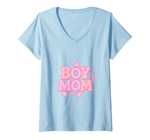 Damen Junge Mama Raising Jungen Muttertag Mama Mama Lustiger Spruch T-Shirt mit V-Ausschnitt von Boy Mom Designs