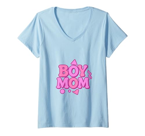 Damen Junge Mama Raising Jungen Muttertag Mama Mama Lustiger Spruch T-Shirt mit V-Ausschnitt von Boy Mom Designs