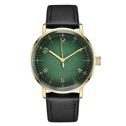 Boyarca Mechanische Vintage-Uhr mit gewölbtem Glasspiegel und 40-mm-Gehäuse, lässige und minimalistische mechanische Armbanduhr mit Handaufzug, für Damen und Herren, Goldgrün Boyarca Mechanische Vintage-Uhr mit gewölbtem Glasspiegel und 40-mm-Gehäuse, lässige und minimalistische mechanische Armbanduhr mit Handaufzug, für Damen und Herren, Goldgrün von Boyarca