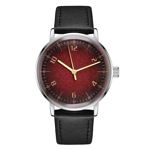 Boyarca Mechanische Vintage-Uhr mit gewölbtem Glasspiegel und 40-mm-Gehäuse, lässige und minimalistische mechanische Armbanduhr mit Handaufzug, für Damen und Herren, Silber-Rot Boyarca Mechanische Vintage-Uhr mit gewölbtem Glasspiegel und 40-mm-Gehäuse, lässige und minimalistische mechanische Armbanduhr mit Handaufzug, für Damen und Herren, Silber-Rot von Boyarca