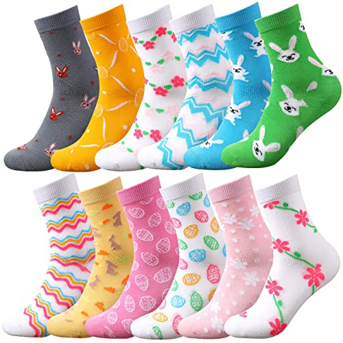 24 Paar Ostern Socken für Mädchen Hasen Socken Frühling Karikatur Baumwolle Socken für Kinder Mädchen Frauen von Boyiee