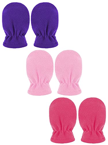 3 Paar Baby und Kleinkind Winter Fäustlinge Kinder Vlies Warme Fäustlinge Handschuhe für Baby Jungen Mädchen (Rosarot, Rosa, Dunkelblau, 6–18 Monate) von Boyiee