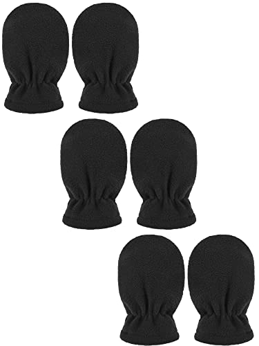 3 Paar Baby und Kleinkind Winter Vlies Warme Fäustlinge Handschuhe (Schwarz, 6-18 Monate) von Boyiee