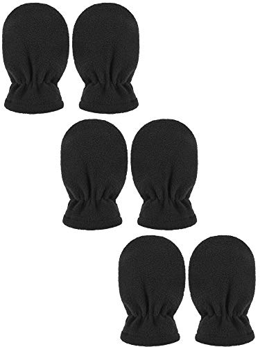 Boyiee 3 Paar Neugeborene Baby und Kleinkind Winter Fäustlinge Handschuhe Fleece (Schwarz, 6-18 Monate) von Boyiee