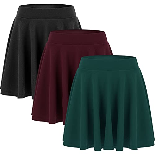 3 Stücke Damen Mini Skater Rock Dehnbar Plain Minirock für Mädchen (M) von Boyiee