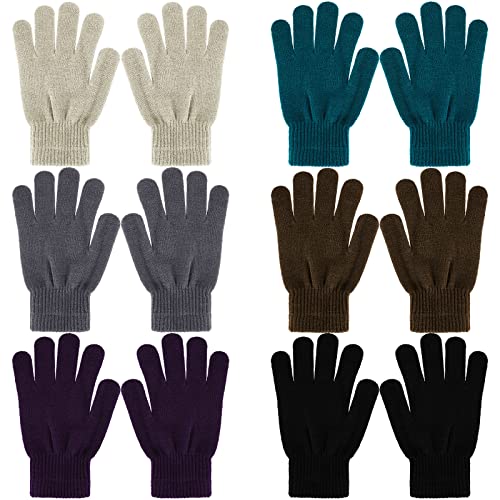 Boyiee 6 Paar Strickhandschuhe Erwachsene Vollfinger Handschuhe für Unisex Damen (Schwarz, Grau, Grün, Lila, Blau, Khaki, M) von Boyiee