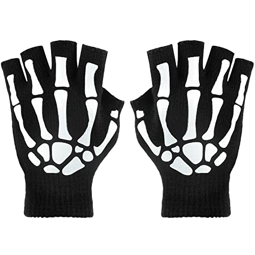 Boyiee 3 Paar Skeletthandschuhe Fingerlose Knochen Handschuhe Leuchten im Dunkeln Gestrickte Mechaniker Winter Gloves für Erwachsene Halloween Kostüm Boyiee 3 Paar Skeletthandschuhe Fingerlose Knochen Handschuhe Leuchten im Dunkeln Gestrickte Mechaniker Winter Gloves für Erwachsene Halloween Kostüm von Boyiee