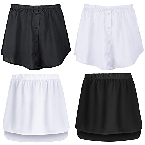 Boyiee 4 Stück Hemdverlängerung für Damen Mädchen Verstellbar Schichtung Gefälscht Halbe Unterhemd Minirock, Weiß, Schwarz, XL Größe von Boyiee