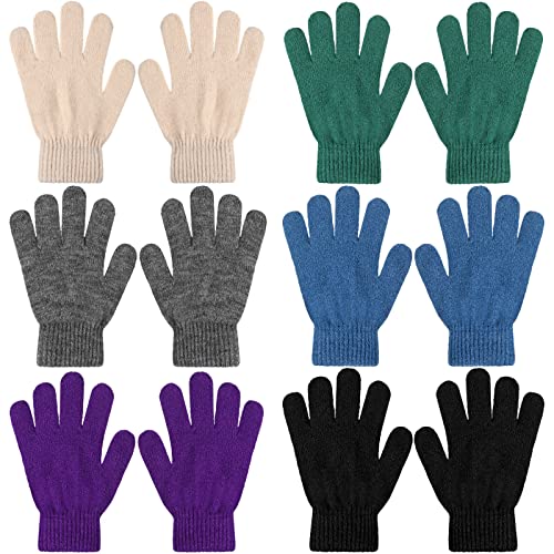 Boyiee 6 Paar Winter Zauberei Kinder Handschuhe Warme Vollfinger Dehnbar Kleinkind Fäustlinge Baby Strickhandschuhe (5-12 Jahre) von Boyiee