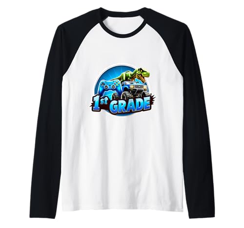 Jungen 1. Klasse Back To School Gaming Controller T-Rex Truck Raglan Jungen 1. Klasse Back To School Gaming Controller T-Rex Truck Raglan von Boys 1st Grade Back To School Merch