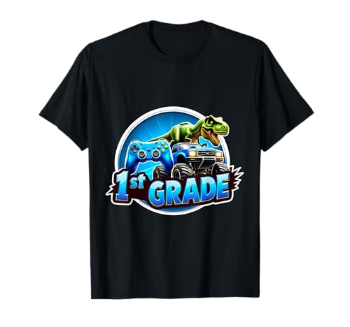 Jungen 1. Klasse Back To School Gaming Controller T-Rex Truck T-Shirt Jungen 1. Klasse Back To School Gaming Controller T-Rex Truck T-Shirt von Boys 1st Grade Back To School Merch