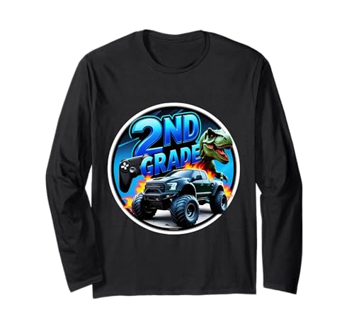 Jungen 2. Klasse Back To School Gaming Controller T-Rex Truck Langarmshirt Jungen 2. Klasse Back To School Gaming Controller T-Rex Truck Langarmshirt von Boys 2nd Grade Back To School Merch