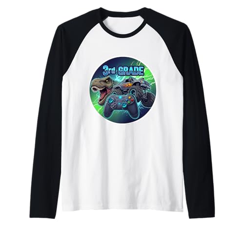 Jungen 2. Klasse Back To School Gaming Controller T-Rex Truck Raglan Jungen 2. Klasse Back To School Gaming Controller T-Rex Truck Raglan von Boys 2nd Grade Back To School Merch