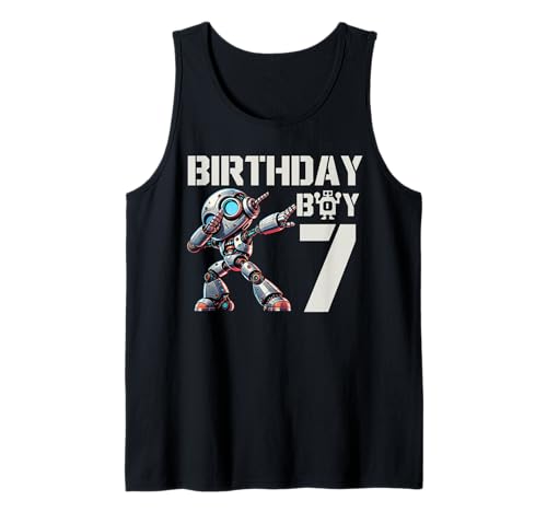 Jungen Roboter Party Roboter 7. Geburtstag Shirt Kinder 7. Geburtstag Tank Top von Boys 7 Years Robot Party Robot 7th Birthday shirt