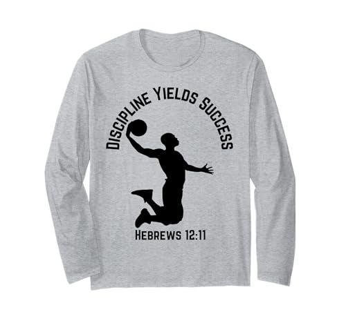 Disziplin bringt Erfolg Christlicher Basketball aus den heiligen Schriften für Männer Langarmshirt von Boys Biblical Christian Positive Affirmations Kids