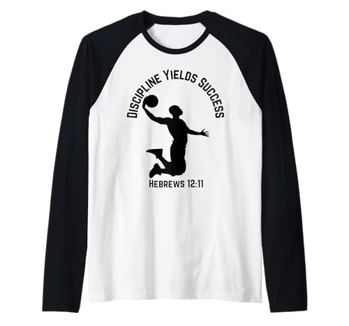 Disziplin bringt Erfolg Christlicher Basketball aus den heiligen Schriften für Männer Raglan von Boys Biblical Christian Positive Affirmations Kids