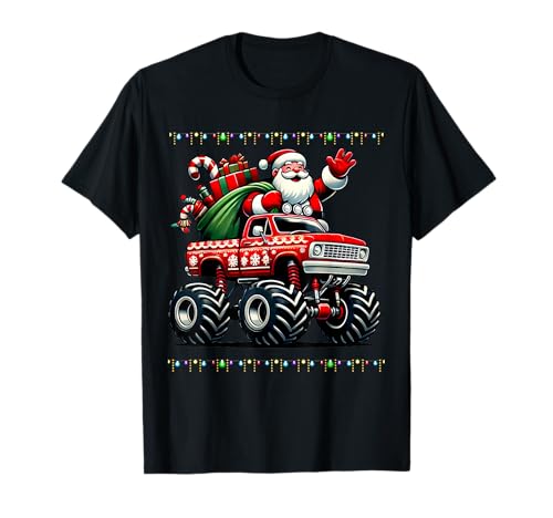 Weihnachtshemd Jungen Herren Weihnachtsmann Fahren Xmas Truck Pyjama T-Shirt von Boys Christmas Gift Tee