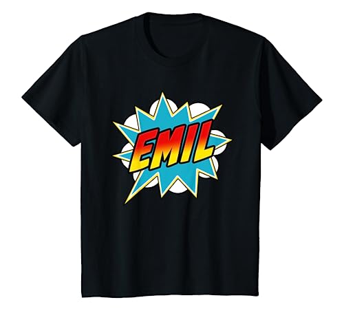 Kinder Jungen Emil Name Comic Buch Superheld T-Shirt von Boys Emil Name Comic Book Superhero