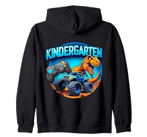 Jungen Kindergarten Schule Gaming Controller T-Rex Truck Kapuzenjacke von Boys Kindergarten School Merch
