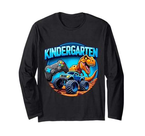 Jungen Kindergarten Schule Gaming Controller T-Rex Truck Langarmshirt von Boys Kindergarten School Merch