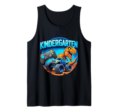 Jungen Kindergarten Schule Gaming Controller T-Rex Truck Tank Top von Boys Kindergarten School Merch