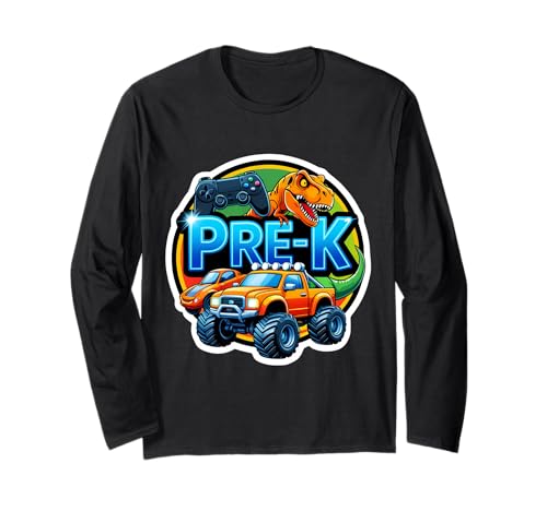 Jungen Pre-K Back To School Gaming Controller T-Rex Truck Langarmshirt Jungen Pre-K Back To School Gaming Controller T-Rex Truck Langarmshirt von Boys Pre-K Back To School Merch