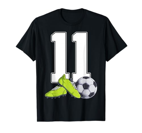Fußball 11. Geburtstag Fußballer Jungen Kinder 11 Jahre alt T-Shirt von Boys Soccer 11th Birthday 11 Year Old Bday