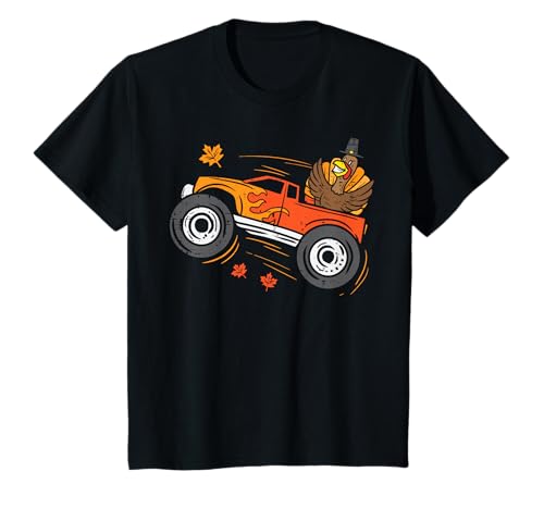 Kinder Turkey Monster Truck Lustige Jungen Thanksgiving Kleinkind Kinder T-Shirt von Boys Thanksgiving Shirts For Toddler Boy Kids