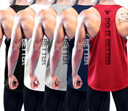 Boyzn 5er Pack Herren Workout Tank Top, Sommer Ärmelloses T-Shirts Gym Tanktop Schnelltrocknendes Muskelshirt Fitnessstudio Workout Weste Bodybuilding Sleeveless Sport Laufshirt für Männer 5P01-2XL von Boyzn