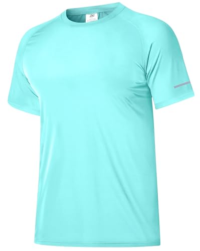 Boyzn 1er Pack Rashguard Herren, UPF 50+UV Schutz Schwimmshirt T-Shirts Schnelltrocknend Atmungsaktiv Rash Guard, Funktionsshirt Herren Kurzarm UV Badeshirt Wassershirt Wandershirt für Surfen Cyan-3XL von Boyzn
