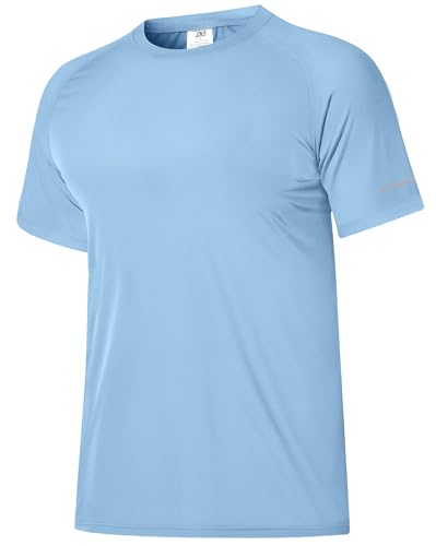 Boyzn 1er Pack UV Shirt Herren UPF 50+ UV-Schutz Rashguard T-Shirt Schnelltrocknend Schwimmen Shirt Atmungsaktiv Badeshirt Wandershirt Sportshirt Surf Angeln Kurzarm T Shirts für Herren Gray Blue-M von Boyzn