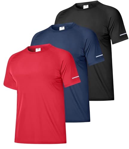 Boyzn 3er Pack Herren Badeshirts UPF 50+ Kurzarm Rash Guard, Funktionsshirt Herren Kurzarm UV Schutz Schwimmshirt T-Shirts Atmungsaktiv Schnelltrocknend Wandershirt Surf Sport Shirt Männer 3P01-3XL von Boyzn