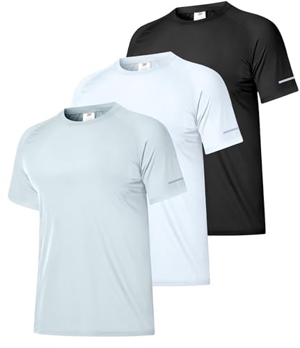 Boyzn 3er Pack Herren UV Badeshirts UPF 50+ Kurzarm Rash Guard, Funktionsshirt Herren Kurzarm UV Schutz Schwimmshirt T-Shirts Atmungsaktiv Schnelltrocknend Wandershirt Surf Sport Shirt Männer 3P05-XL von Boyzn