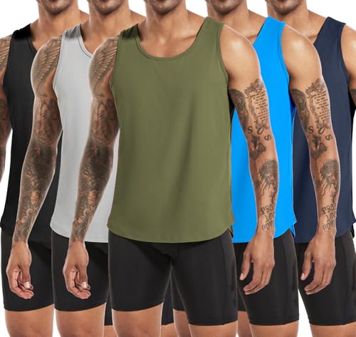 Boyzn 5er Pack Tank Top Herren, Baumwolle Sommer Ärmelloses T-Shirts Atmungsaktive Muskelshirts Achselshirts, Gym Workout Tank Top Sport Unterhemd Bodybuilding Sleeveless Shirt 5P02-M von Boyzn