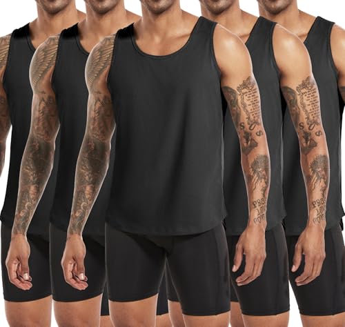Boyzn 5er Pack Tank Top Herren, Baumwolle Sommer Ärmelloses T-Shirts Atmungsaktive Muskelshirts Achselshirts, Gym Workout Tank Top Sport Unterhemd Bodybuilding Sleeveless Shirt 5P03-M von Boyzn