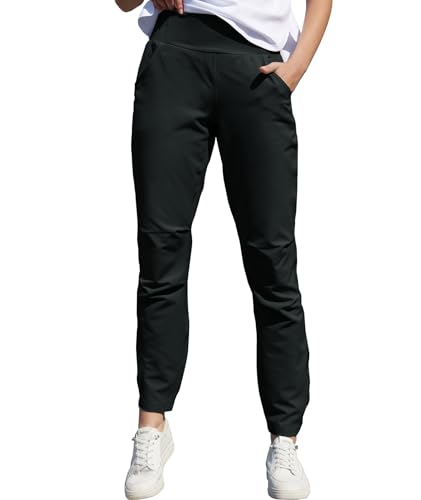 Boyzn Damen Elastische High Waisted Lounge Hose, UPF 50+ Sonnenschutzhose, Leichte Athletic Hose Black-S von Boyzn