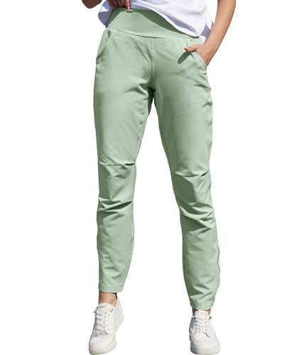 Boyzn Damen Elastische High Waisted Lounge Hose, UPF 50+ Sonnenschutzhose, Leichte Athletic Hose Light Green-L von Boyzn