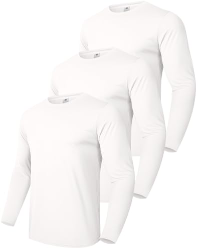 Boyzn Herren 3er-Pack Baumwoll-Langarm-T-Shirt, Leichtes Freizeit-T-Shirt, Atmungsaktives Langarm-Sweatshirt, Gym Running Shirt 3P06-White-M von Boyzn