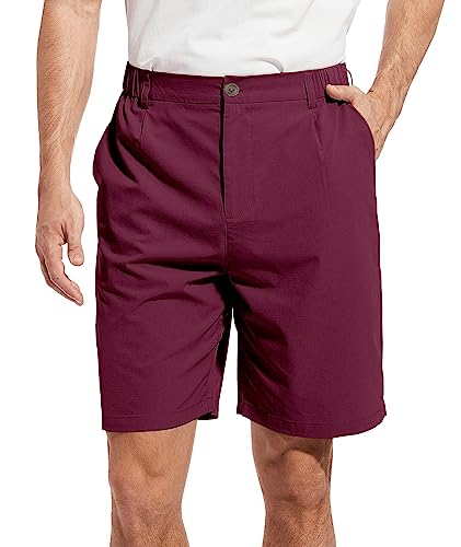 Boyzn Herren 9" Inseam Golf Outdoor Flat Front Shorts Casual Arbeitskleid Shorts Schnell trocknende Athletische Shorts mit 5 Taschen Wine Red-32 von Boyzn