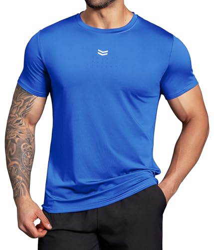 Boyzn Herren Fitness Shirt mit Brust-Reflexstreifen & Kühlperforation - Atmungsaktives Workout Top für Boxen, Wandern Marineblau-03-S von Boyzn